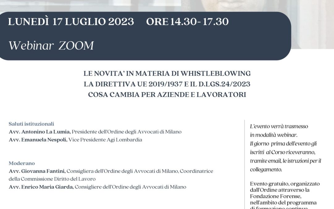 Le novità in materia di whistleblowing: la direttiva UE 2019/1937 e il D.Lgs.24/2023. Cosa cambia per aziende e lavoratori